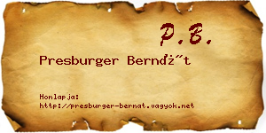 Presburger Bernát névjegykártya